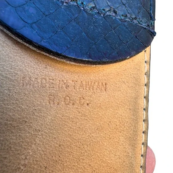 Saks Fifth Avenue Navy Blue Genuine Snakeskin Wide Waist Belt Size M Vintage - Picture 7 of 10